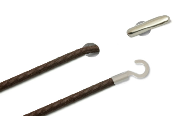 Elastics with Metal End and Open Cable Lug, Brown