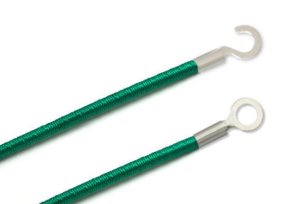 Elastics With Cable Lugs, Closed and Open, Dark-Green