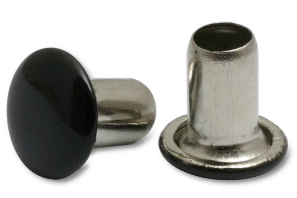 Machine rivets, 3.8 mm Ø shank, 7 mm Ø head, head painted black