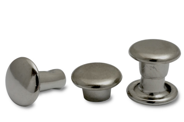 Double hollow rivets, 6 mm Ø head, closed shank, black anodised
