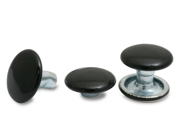 Double hollow rivets, 9 mm Ø head, closed shank, heads painted black