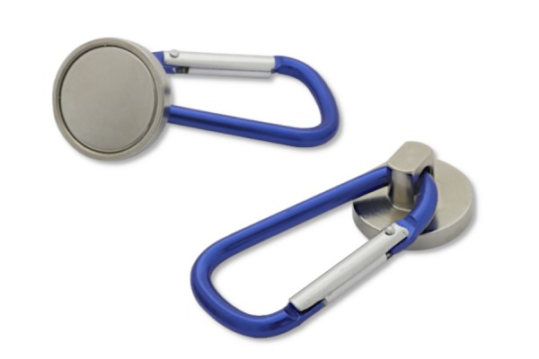 Neodymium Pot Magnet with Blue Carabiner