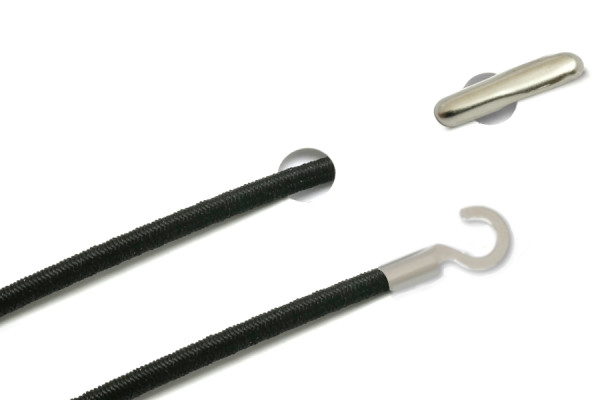 Elastics with Metal End and Open Cable Lug, Black
