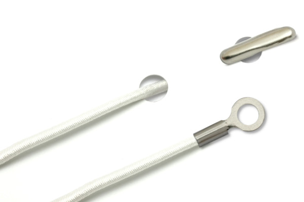 Elastics with Metal End and Closed Cable Lug, White
