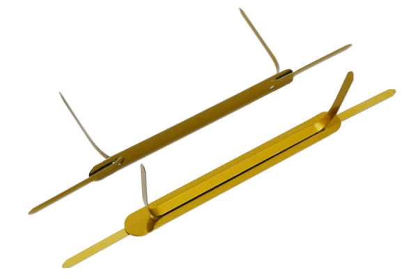 Metal Double File Prongs, 170 mm, Gold Lacquered, with Compressor