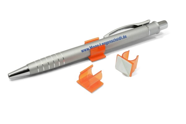 Pen holders, Made of Plastic, Self-Adhesive, Orange
