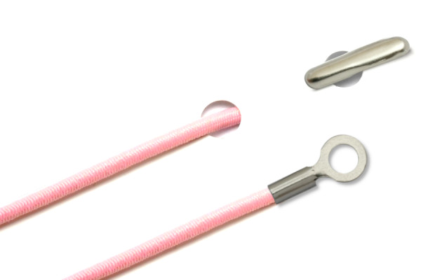 Elastics with Metal End and Closed Cable Lug, Rose