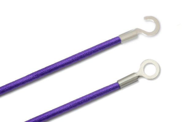Elastics With Cable Lugs, Closed and Open, Purple