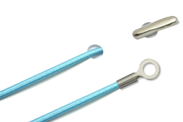 Elastics with Metal End and Closed Cable Lug, Light Blue