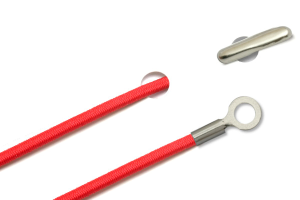 Elastics with Metal End and Closed Cable Lug, Red