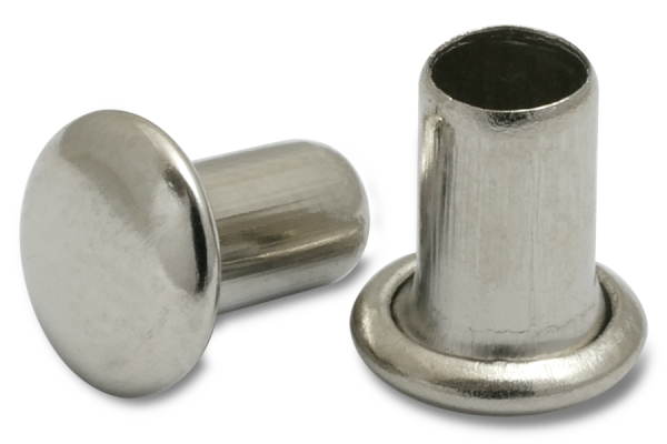 Machine rivets, 4 mm Ø shank, 7 mm Ø head, nickel-plated