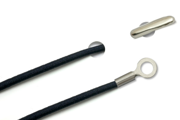 Elastics with Metal End and Closed Cable Lug, Navy-Blue