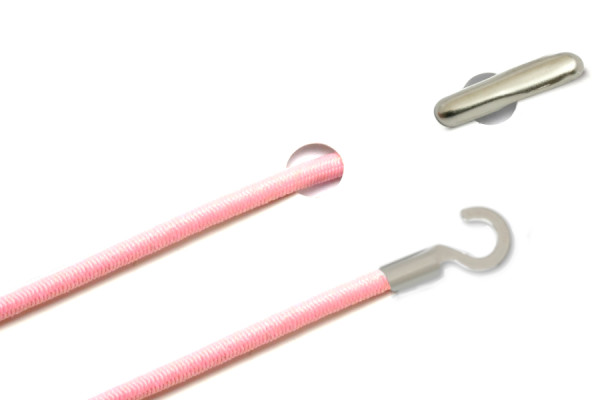 Elastics with Metal End and Open Cable Lug, Rose