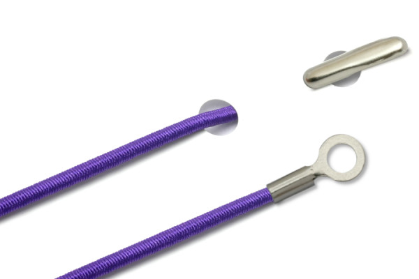 Elastics with Metal End and Closed Cable Lug, Purple