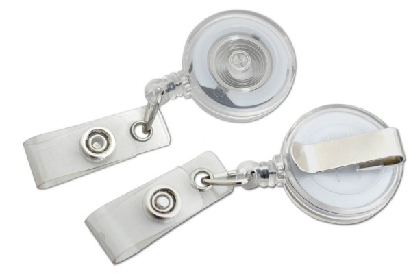 Badge Reels, with Belt Clip, Plastic Strap Clear