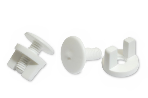 Display Screws, Plastic, White with Wing Nut
