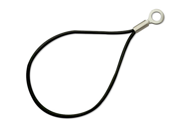Rubber cords mounted in a teardrop shape, cable lug, closed, black
